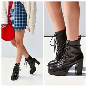 UO Kennedy Lace-Up Heeled Ankle Boots